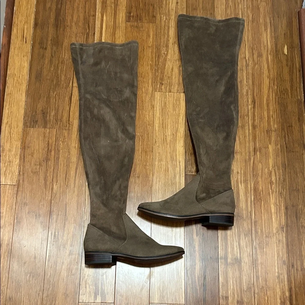 ALDO Taupe Faux Suede Over the Knee Boots Women’s Size 8